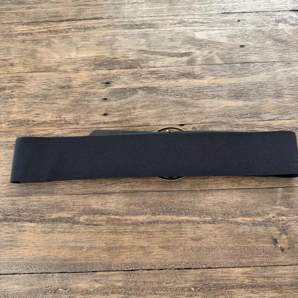 Black Wide‎ Elastic Waist Belt Gold Buckle Plus Size 2X/3X Stretchy